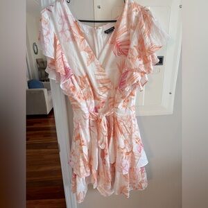 City Chic White and Orange Playsuit